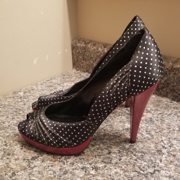Steve Madden polka dot high heel pumps open toe - Picture 4 of 5